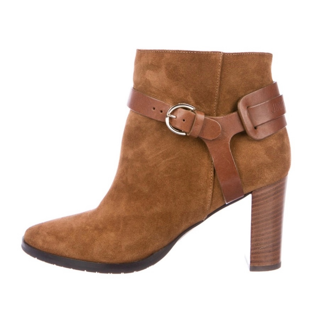 Jimmy Choo Suede Boots W/ Leather Strap